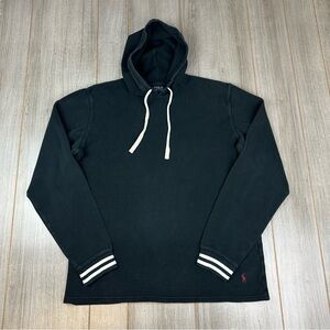 Polo Ralph Lauren Waffle Knit Hoodie Men’s L Pullover Black Slim Fitting
